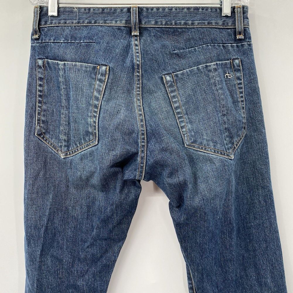 Rag & Bone Men's 31 Standard Issue Worn Blue Denim Button Fly Straight Leg Jeans - Picture 4 of 7